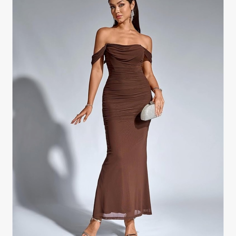 Chic Strapless Brown Dress